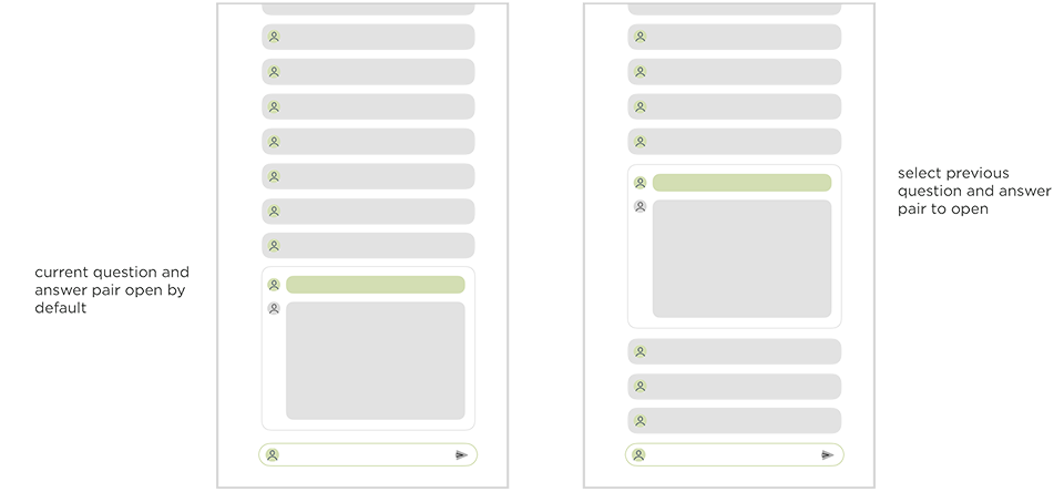 Expanding two different messages in a conversational interface